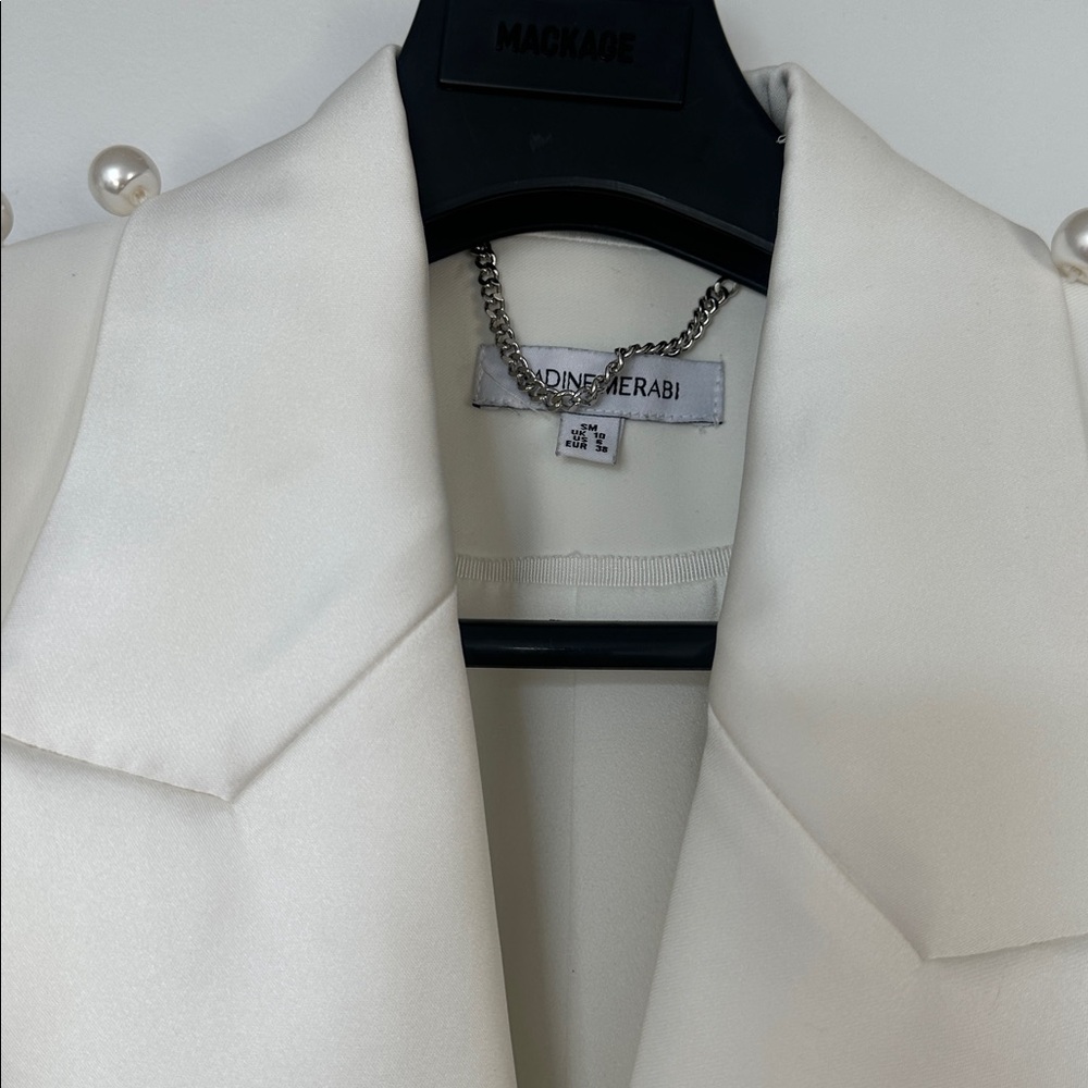 NADINE MERABI Charlotte White Embellished Blazer - Picture 12 of 13